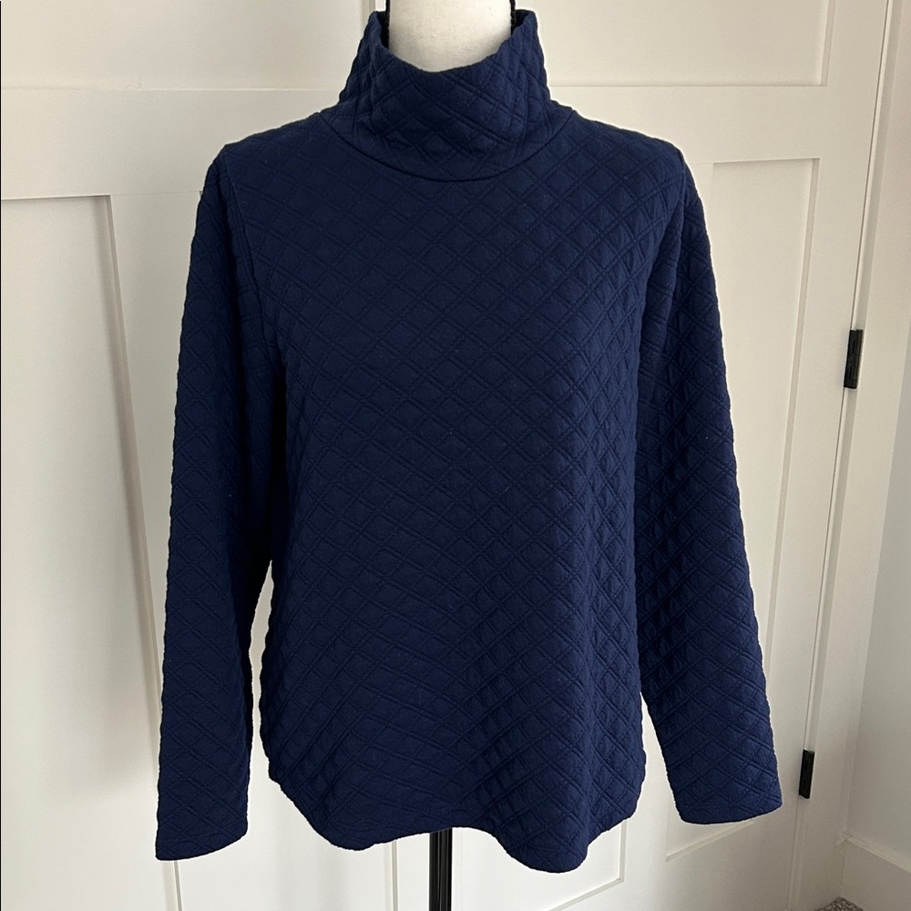 J. Crew Factory Navy Quilted Funnel Neck Top